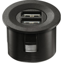 Modulo ricarica USB rotondo nero opaco